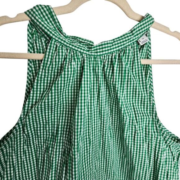 J Crew Tank Top Halter Tank Top High Neck Tank Top Gingham Top 10 Green White - Picture 2 of 8